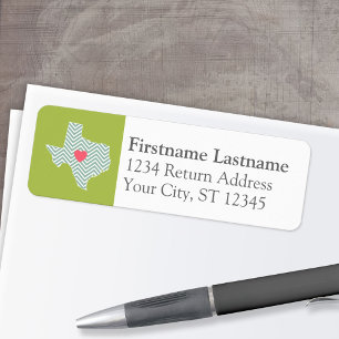 Texas Love with Custom Heart and Family Name Etiket