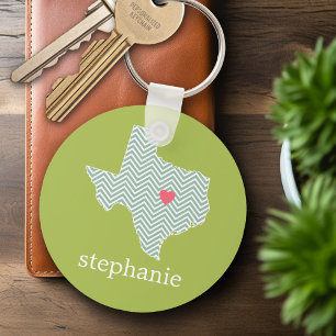 Texas Love with Custom Heart and Family Name Sleutelhanger