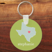 Texas Love with Custom Heart and Family Name Sleutelhanger (Voorkant)