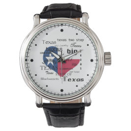 Texas Love-Word cloud+Heart Shaped Flag Horloge