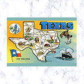  Texas Map and Flag Briefkaart