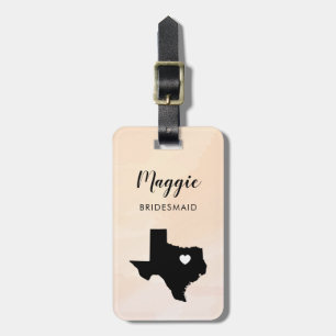 Texas Map Bagagelabel, Wedding Party Welcome Bagagelabel