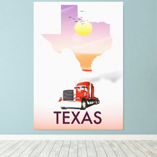 Texas Map Big Rig Canvas Afdruk (Insitu (Houten vloer))