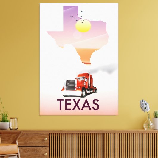 Texas Map Big Rig Canvas Afdruk (Insitu (Woonkamer))