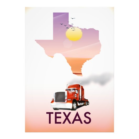Texas Map Big Rig Foto Afdruk (Voorkant)