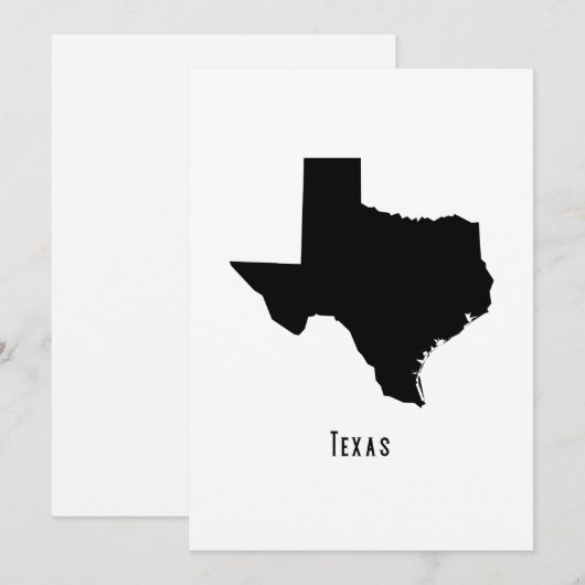 Texas Map - Black and White Modern Texas Map Kaart (Voorkant / Achterkant)