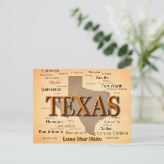 Texas Map Briefkaart (Staand voorkant)