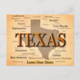 Texas  Map Briefkaart