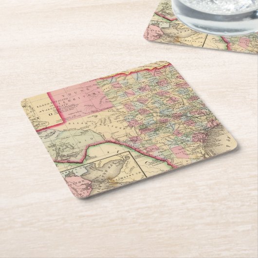 Texas Map door Mitchell Kartonnen Onderzetters (Schuin)