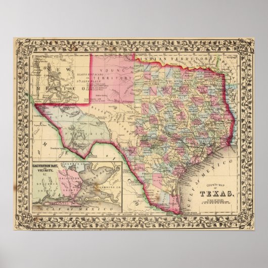 Texas Map door Mitchell Poster (Voorkant)