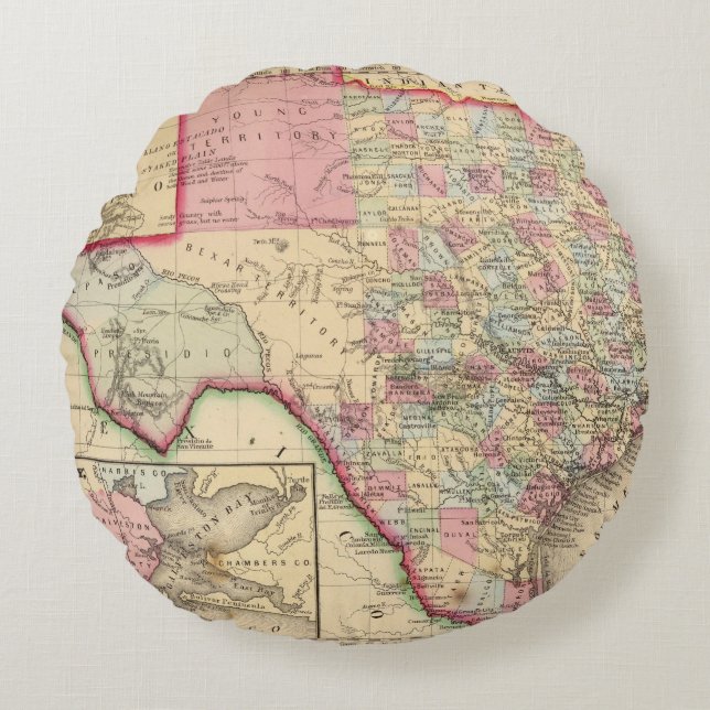Texas Map door Mitchell Rond Kussen (Voorkant)