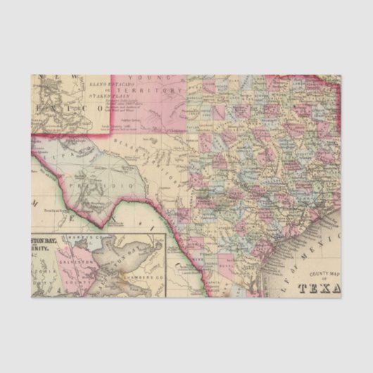 Texas Map door Mitchell Tissuepapier (Voorkant)