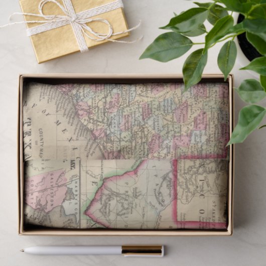 Texas Map door Mitchell Tissuepapier (Geschenk)