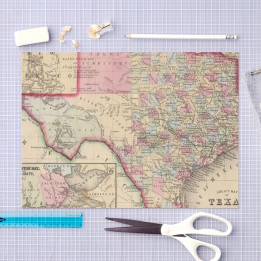 Texas Map door Mitchell Tissuepapier (Craft)