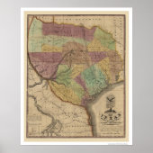 Texas Map door Stephen Austin 1837 Poster (Voorkant)