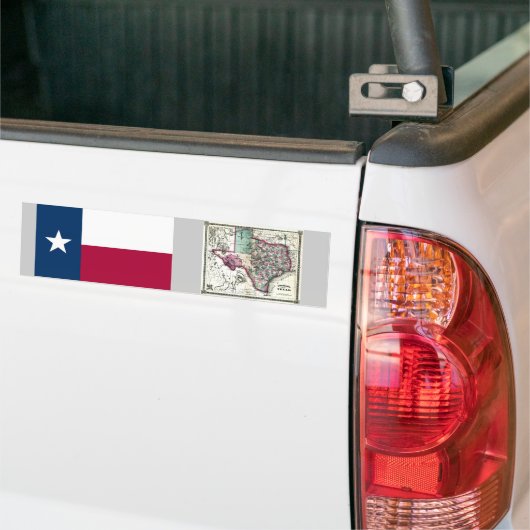 Texas Map en State Flag Bumpersticker (Op Truck)