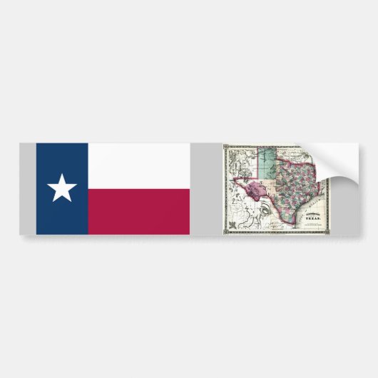 Texas Map en State Flag Bumpersticker (Voorkant)