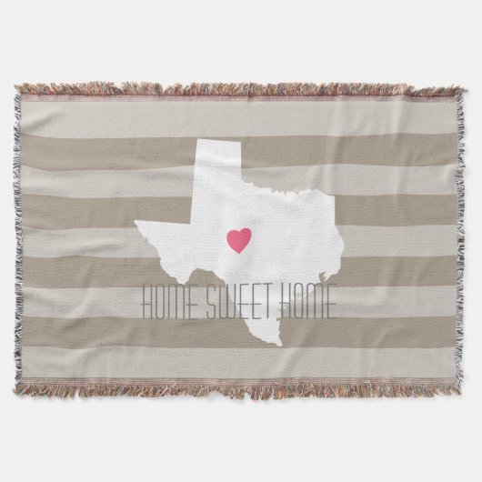 Texas Map Home State Love met Custom Heart Deken (Voorkant)