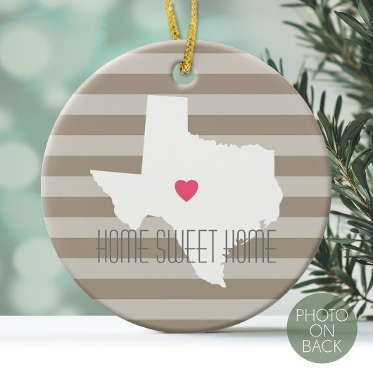 Texas Map Home State Love met Custom Heart Keramisch Ornament