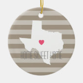 Texas Map Home State Love met Custom Heart Keramisch Ornament (Voorkant)