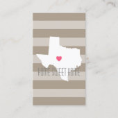 Texas Map Home State Love met Custom Heart Visitekaartje (Voorkant)