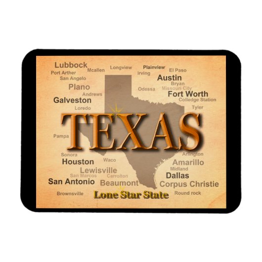 Texas  Map Magneet (Horizontaal)