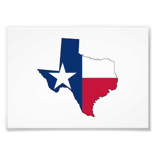 Texas Map Outline en Flag Foto Afdruk (Voorkant)
