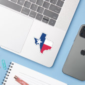 Texas Map Outline en Flag Sticker (Laptop met iPhone)