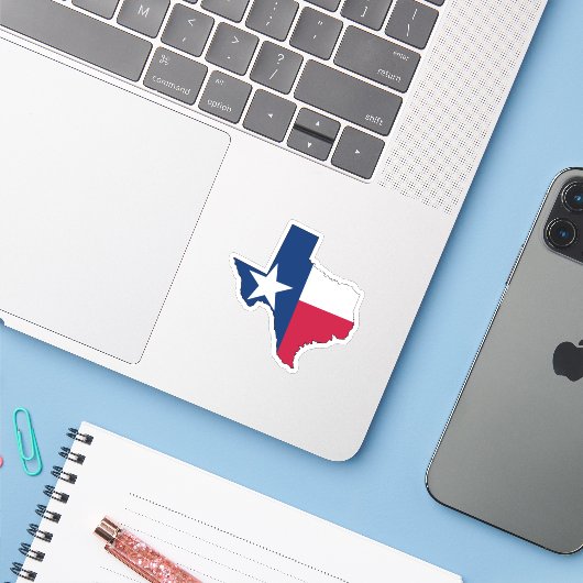 Texas Map Outline en Flag Sticker (Laptop met iPhone)