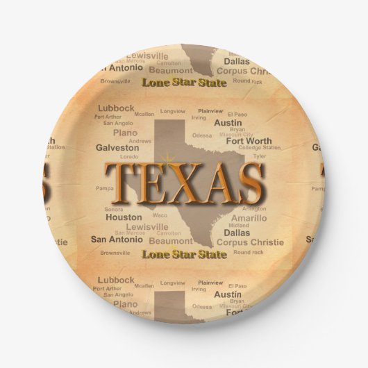 Texas Map Papieren Bordje (Voorkant)