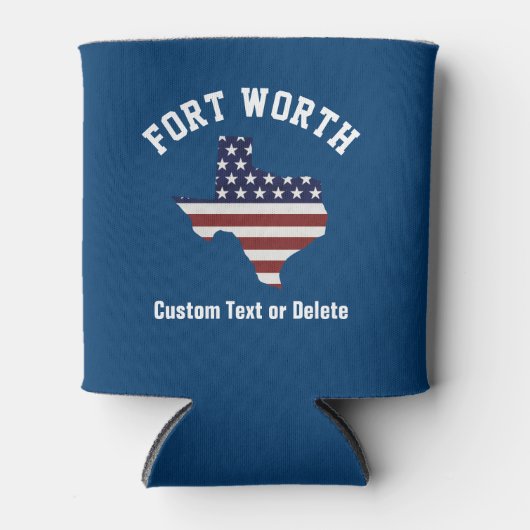 Texas Map | Patriotic USA Flag | Plaats of tekst Blikjeskoeler (Voorkant)