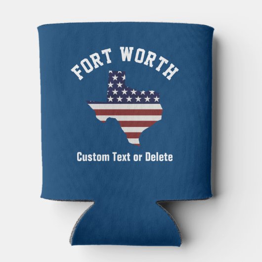 Texas Map | Patriotic USA Flag | Plaats of tekst Blikjeskoeler (Achterkant)