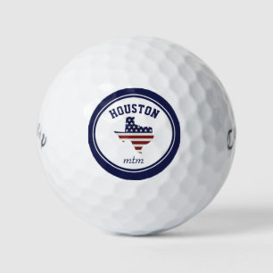 Texas Map   Patriotic USA Flag   Plaats of tekst Golfballen