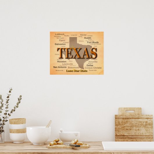 Texas  Map Poster (Keuken)