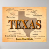 Texas  Map Poster (Voorkant)