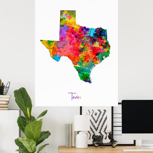 Texas Map Poster (Thuiskantoor)
