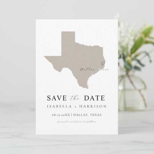 Texas Map Save the Date Template (Staand voorkant)