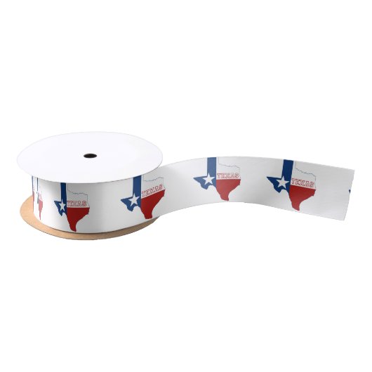 Texas Map Shaped State Flag Texan Lone Star Texian Satijnen Lint (Spoel)