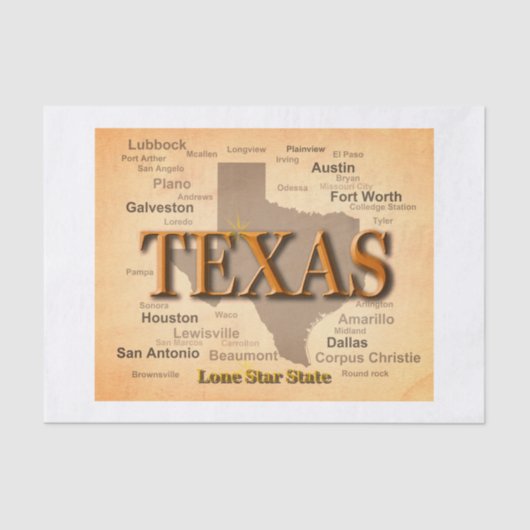 Texas  Map Tissuepapier (Voorkant)