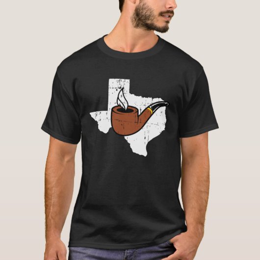 Texas Map Tobacco Pipe Smoking Hobby Briar Pipe Sm T-shirt (Voorkant)