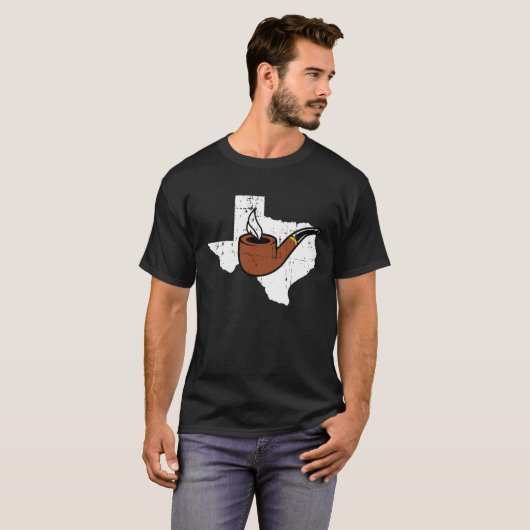 Texas Map Tobacco Pipe Smoking Hobby Briar Pipe Sm T-shirt (Voorkant volledig)