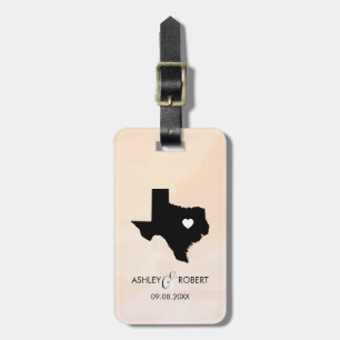 Texas Map Wedding Bagagelabel, Custom Gift Bagagelabel