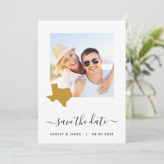 Texas Map Wedding Save the Date Kaart (Staand voorkant)