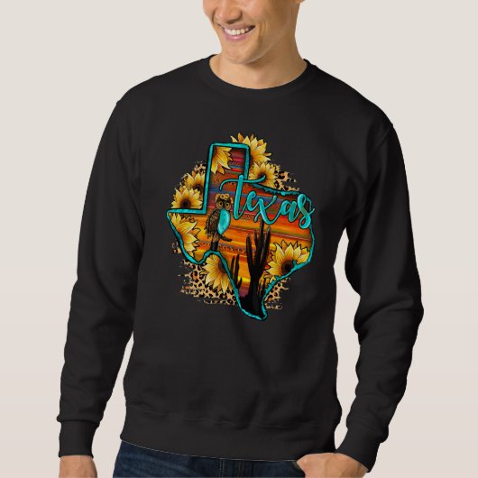 Texas Map Western Koeienhuid Leopard Sunset Gemsto Trui (Voorkant)