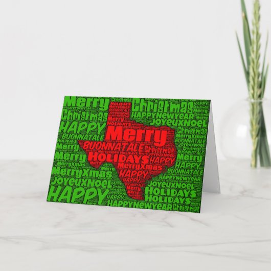 Texas Map Word Art-kerstkaartje Feestdagen Kaart (Voorkant)
