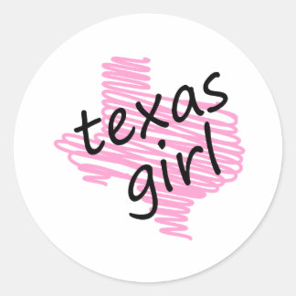Texas Meisje met gekrabbelde Texas Kaart Ronde Sticker