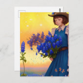 Texas Meisje Texas Bluebonnets Texan Pride Art Briefkaart (Voorkant / Achterkant)