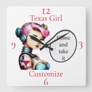 Texas Meisje Thunder_Cove Vierkante Klok