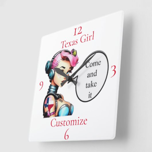 Texas Meisje Thunder_Cove Vierkante Klok (Hoek)