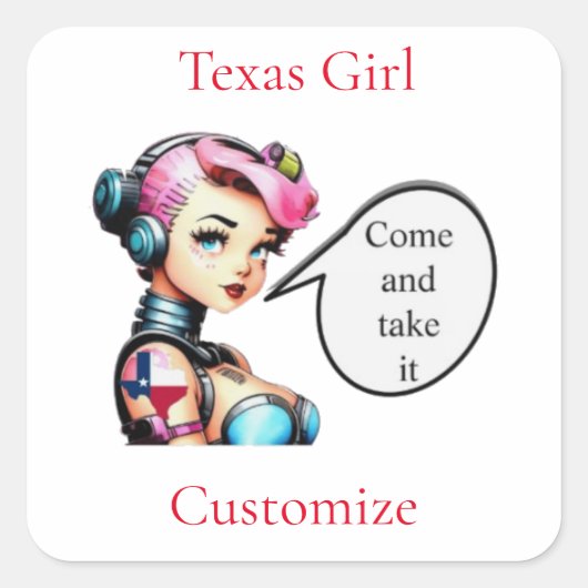 Texas Meisje Thunder_Cove Vierkante Sticker (Voorkant)